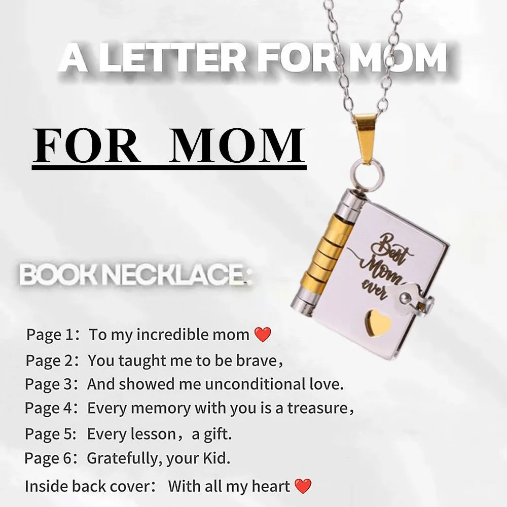 To My Champion Son Book Necklace Engraved 6 Pages of Messages Openable Book Pendant Necklaces Boy Birthday Gift My Little Hero