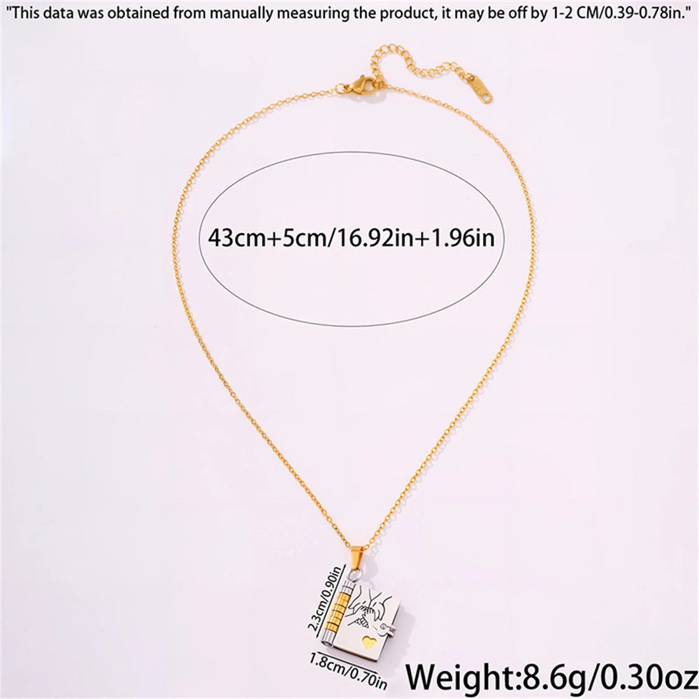 To My Champion Son Book Necklace Engraved 6 Pages of Messages Openable Book Pendant Necklaces Boy Birthday Gift My Little Hero