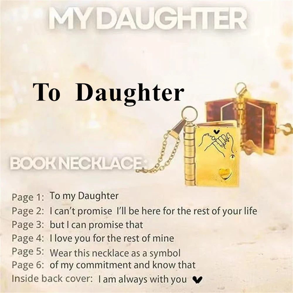 To My Champion Son Book Necklace Engraved 6 Pages of Messages Openable Book Pendant Necklaces Boy Birthday Gift My Little Hero